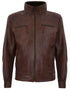 Mens Classic Leather Biker Jacket-Stevenage - Upperclass Fashions 