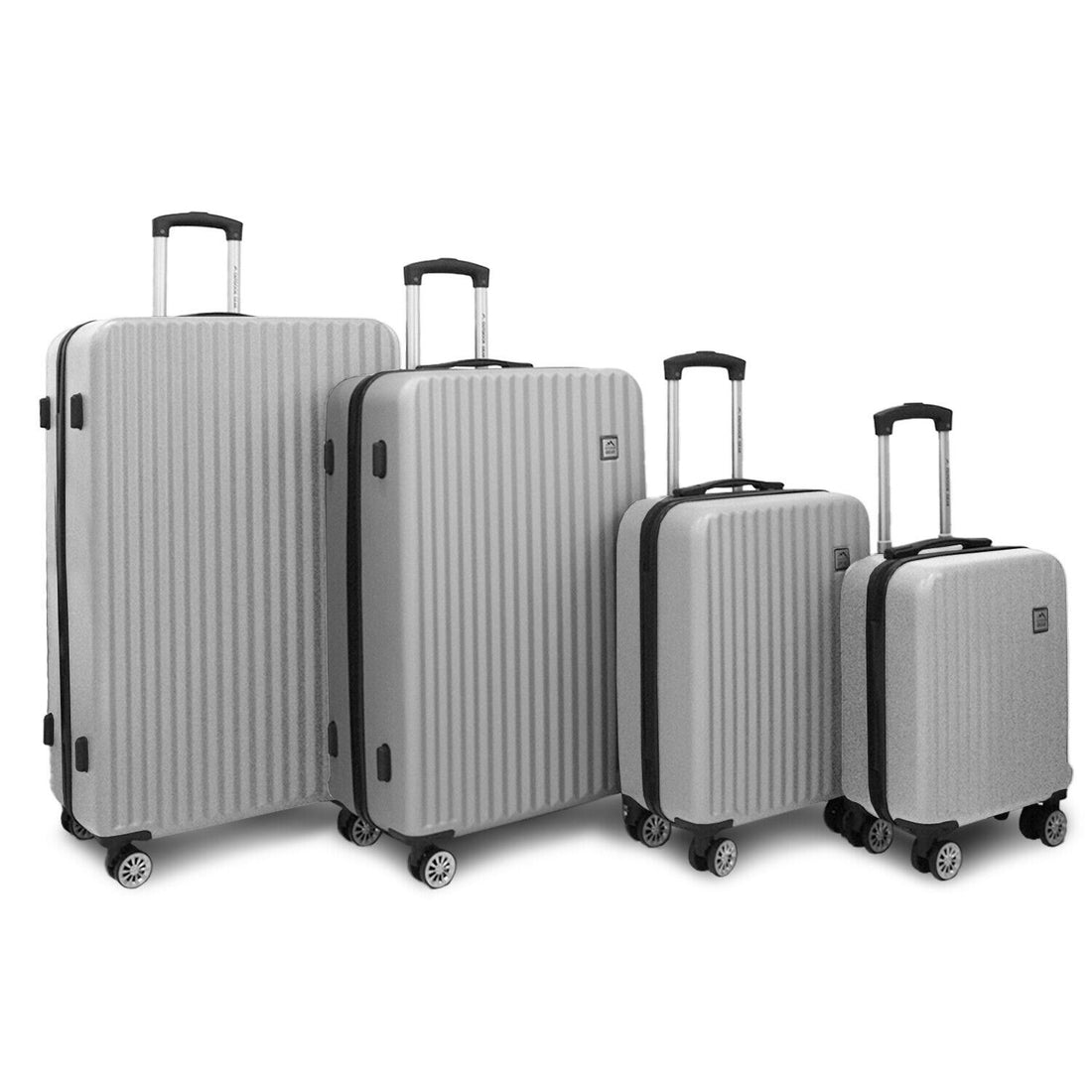 Hard Shell Silver Classic Suitcase 8 Wheel Luggage Bag