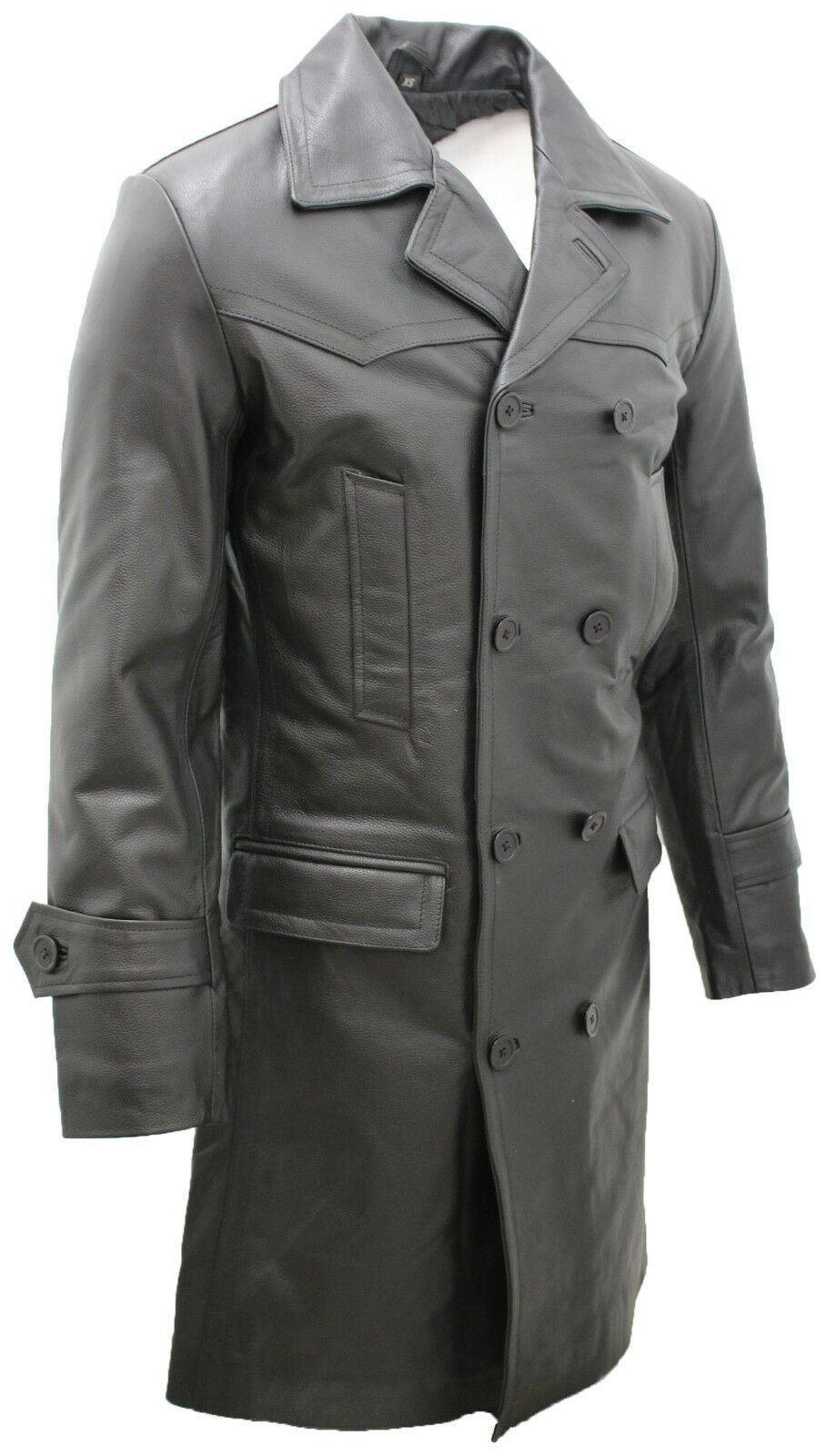 Mens 3/4-Length Cowhide Leather Peacoat-Edmonton - Upperclass Fashions 