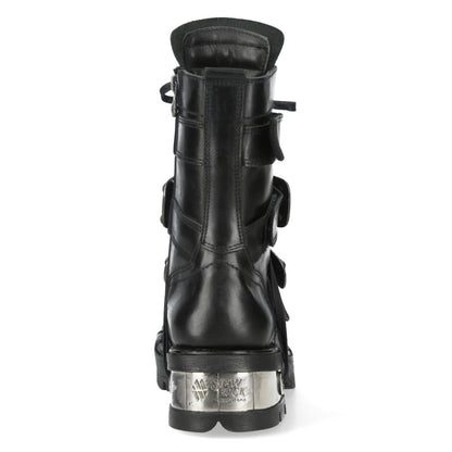 New Rock Metallic Black Leather Gothic Punk Rock High Boots - MET048-C9