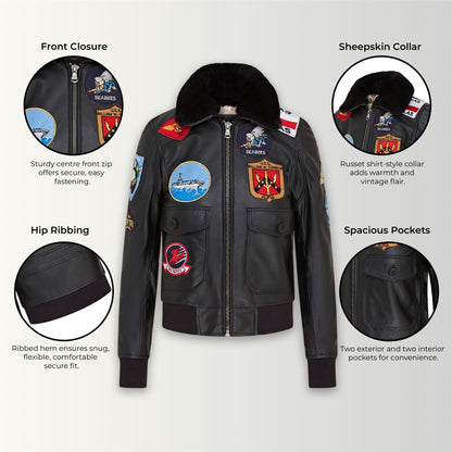 Mens A2 Top Gun  Leather Bomber Jacket-Camborne