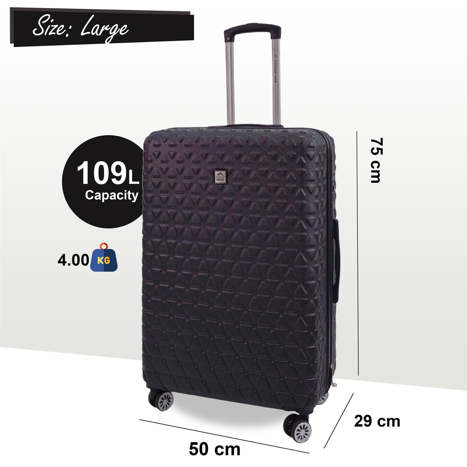 Adamsville Large Hard Shell Suitcase in Black