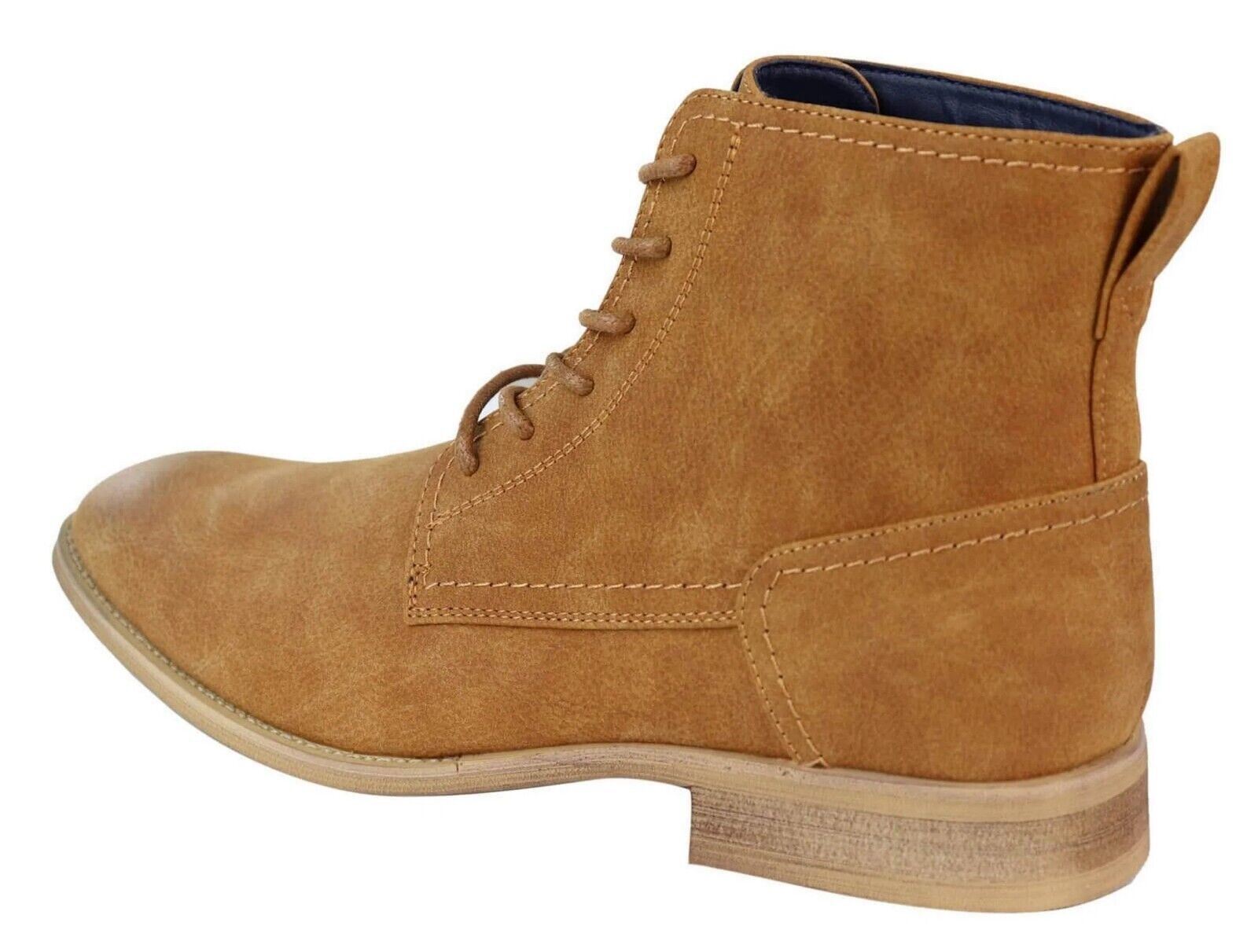 Mens Camel Matt Suede Lace Up Ankle Boots - Upperclass Fashions 