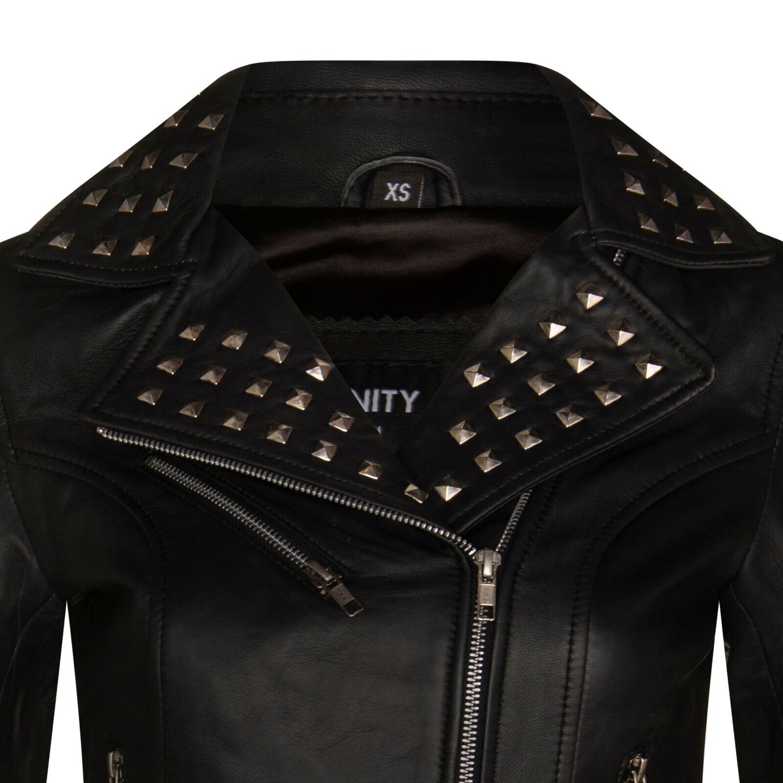 Womens Stud Goth Biker Leather Jacket-St. Albans