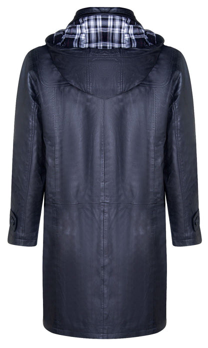 Mens 3/4 Length Leather Duffle Classic Coat-Ferryhill
