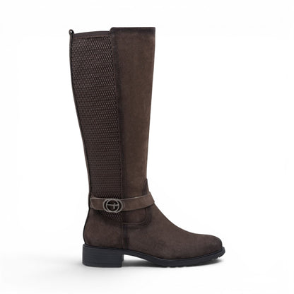 Tamaris Womens Taupe Leather Knee-High Long Riding Boots - 25618-43
