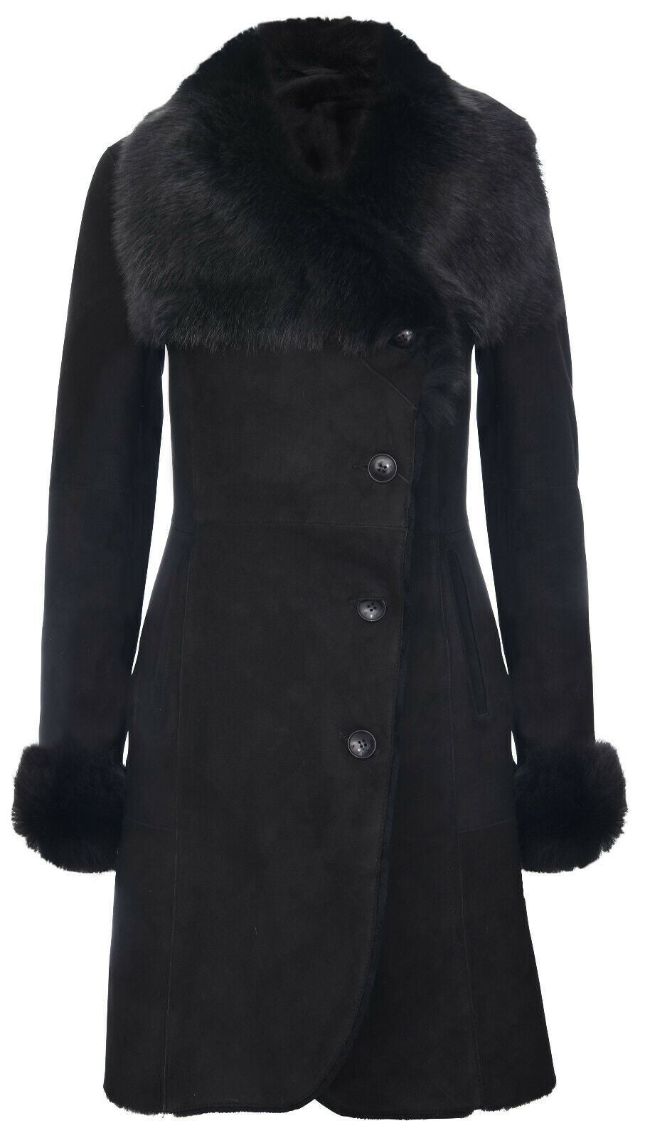 Womens Suede Merino Shearling Toscana Coat -Rochford