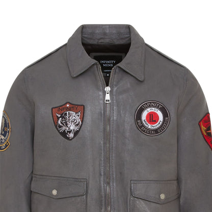 Men’s Leather Bomber G-1 Aviator Collar Jacket  - Maverick