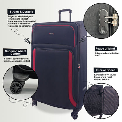 Ashland Extra Large Soft Shell Suitcase in Black