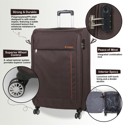 Carrollton Large Soft Shell Suitcase in Brown