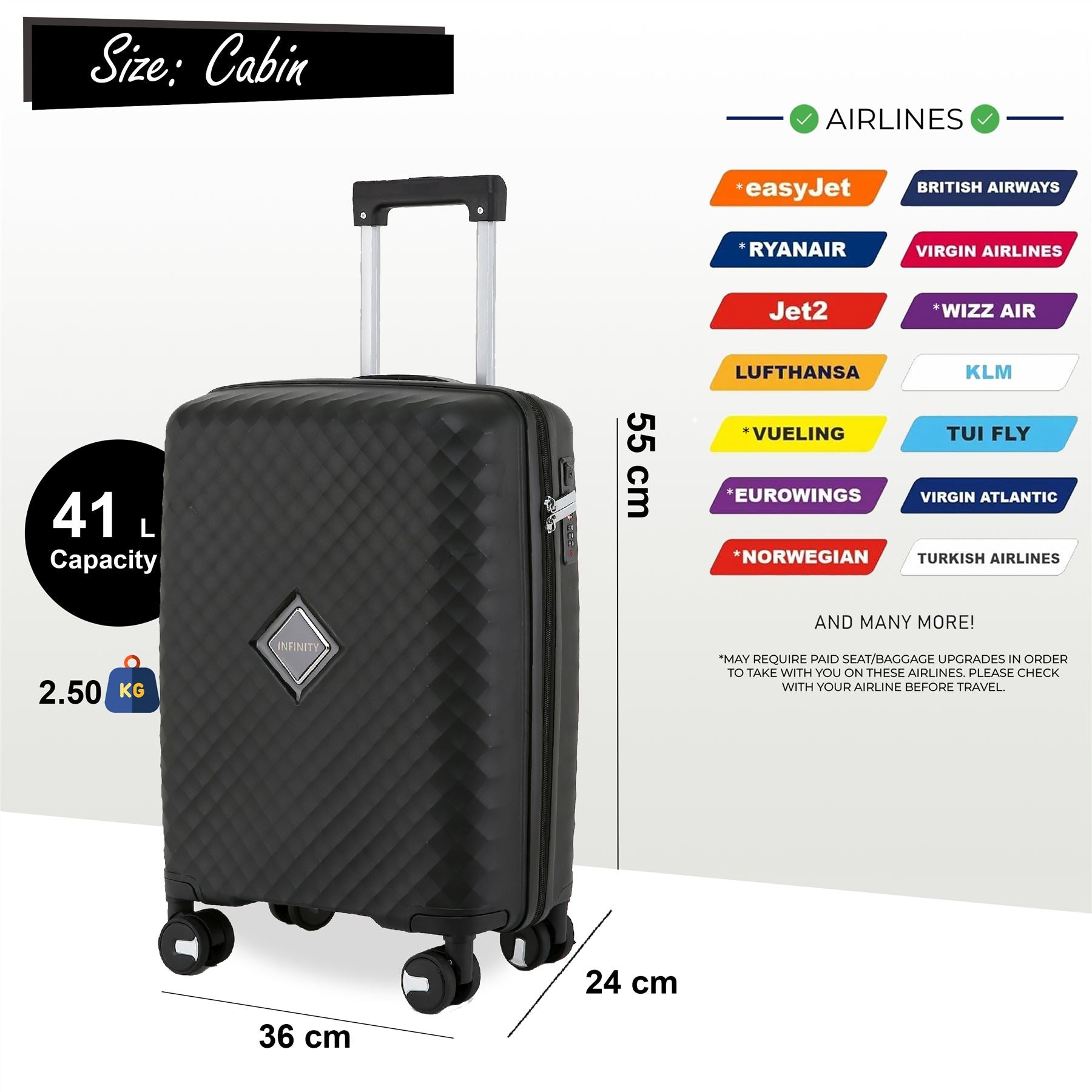 Courtenay Cabin Hard Shell Suitcase in Black