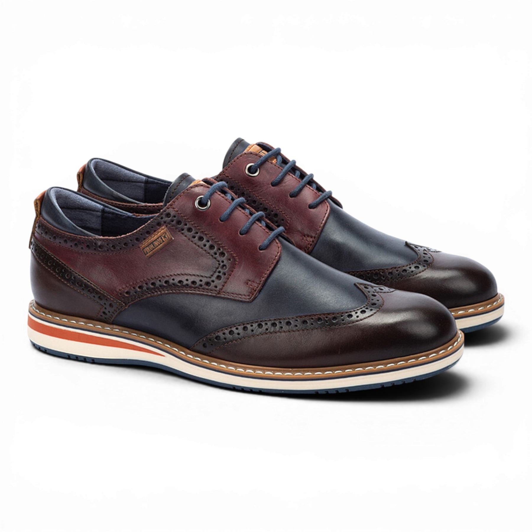 Pikolinos Men’s Brown Burgundy Leather Brogue Lace-Up Oxford Shoes - Avila