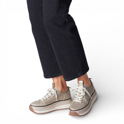 Tamaris Women’s Platform Trainers Beige Lace-Up Sneaker Shoes