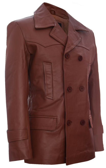 Mens Leather CowHide German Peacoat-Epping