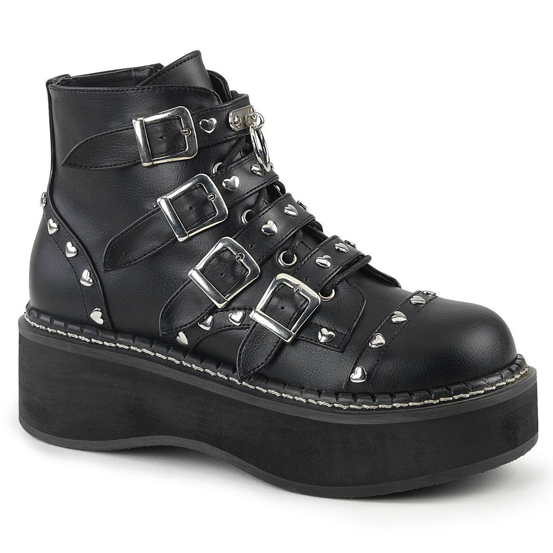 Demonia Emily 315 Black Studded Ankle Boots