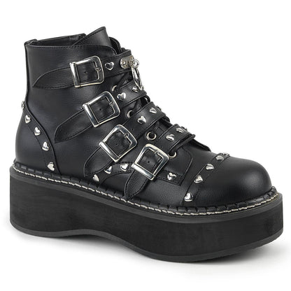 Demonia Emily 315 Black Studded Ankle Boots