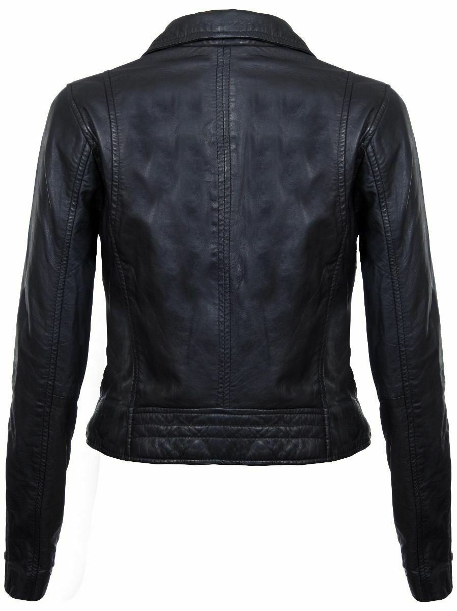 Womens Classic Leather Brando Biker Jacket-Loughton