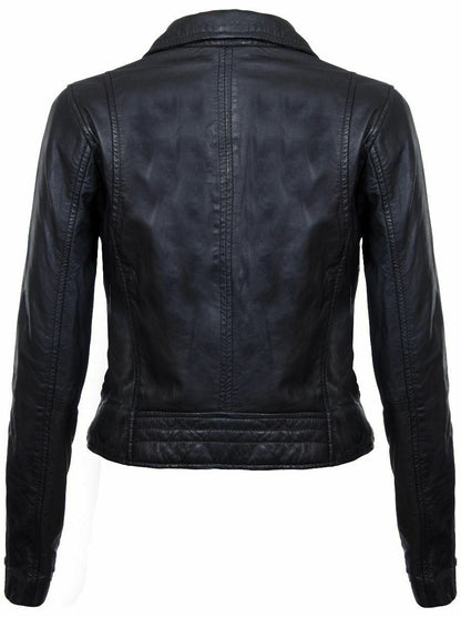 Womens Classic Leather Brando Biker Jacket-Loughton