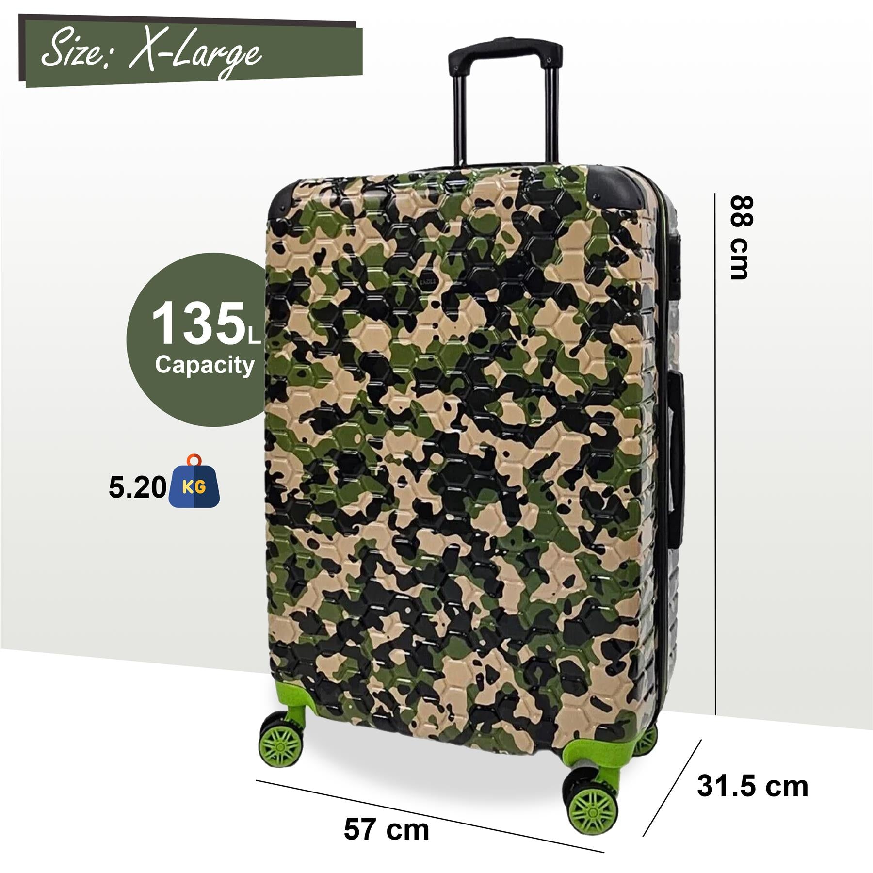 Hardshell Camo Robust ABS Suitcase Set