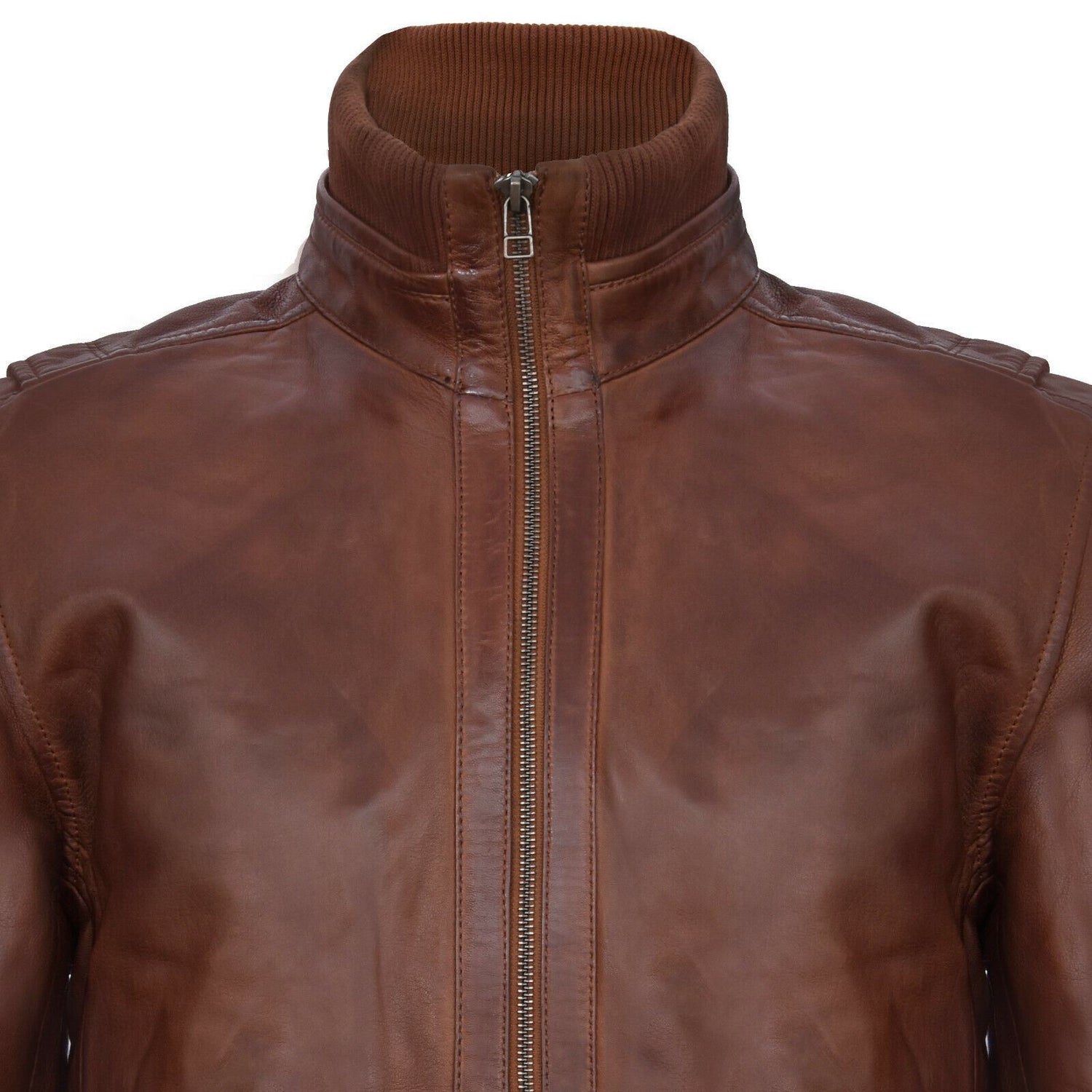 Mens Smart Leather Varsity Bomber Jacket-Chesterfield