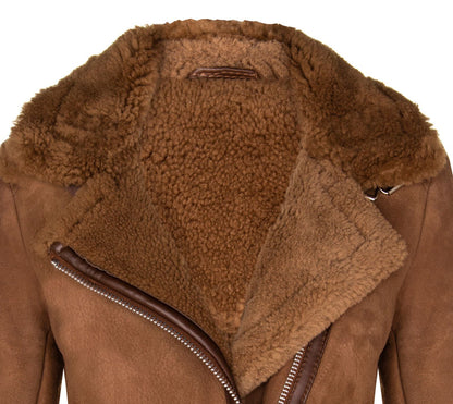 Womens Suede Sheepskin Biker Jacket-Ramsgate