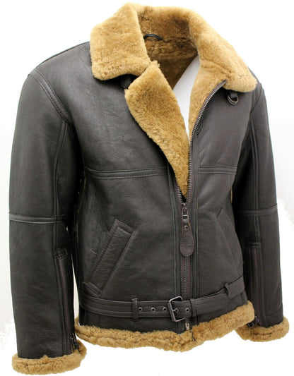 Mens B3 Sheepskin RAF Aviator Leather Jacket-Hatfield