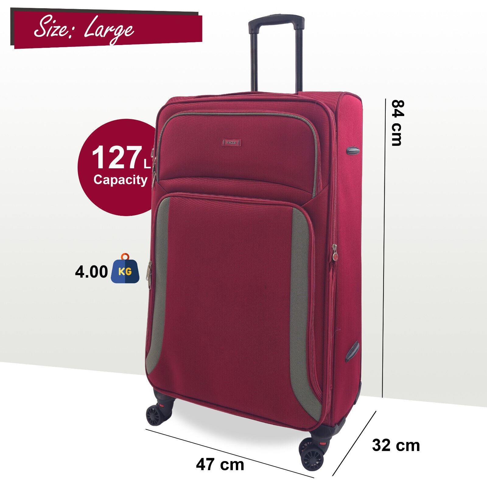 Ashland Large Soft Shell Suitcase in Burgundy