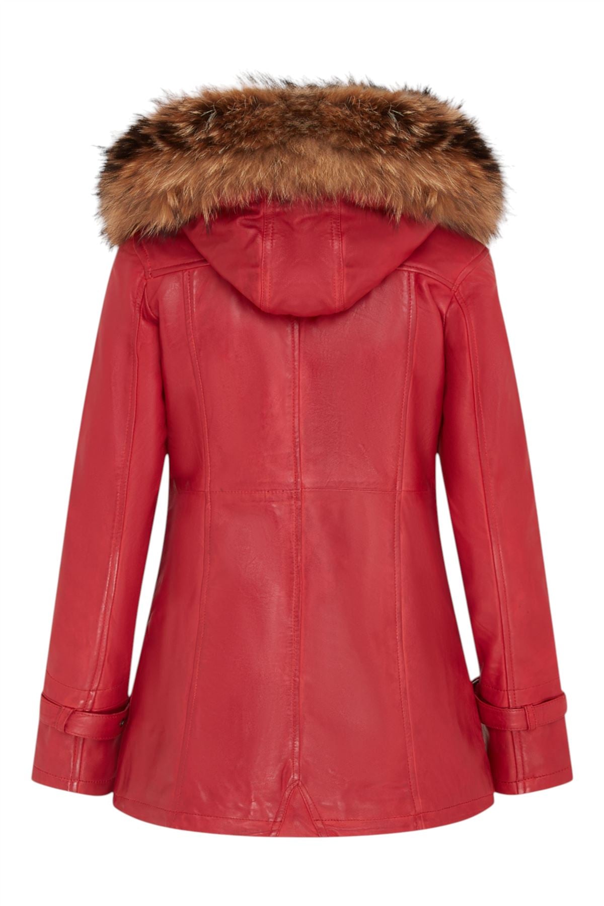 Womens Warm Leather Hooded Parka Jacket-Northwich