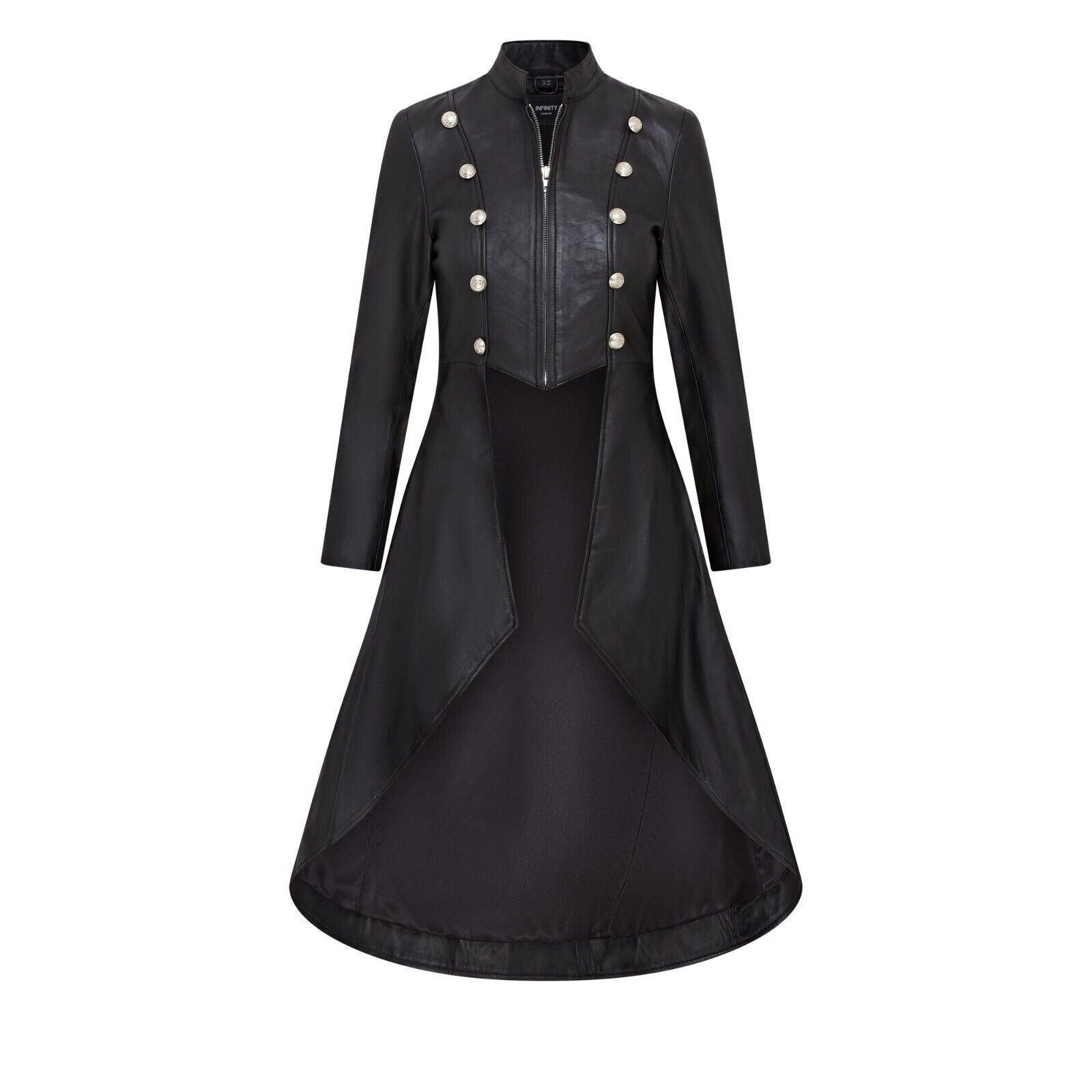 Womens Gothic Full Length Edwardian Leather Coat - Wantage