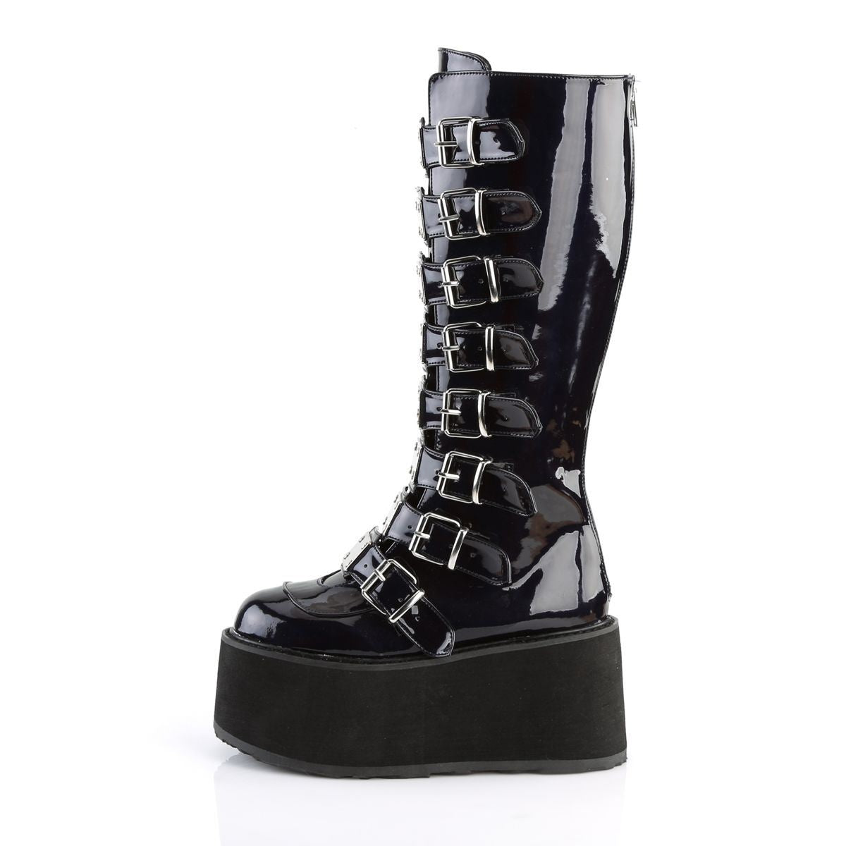 Demonia Damned 318 Black Holographic Knee High Platform Boots