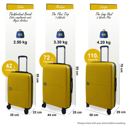 Abbeville Set of 3 Hard Shell Suitcase in Yellow