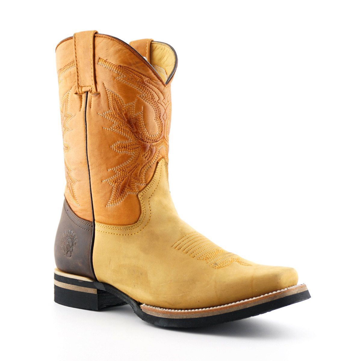 Grinders Tan Mid-Calf Cowboy Leather Boots- El Paso