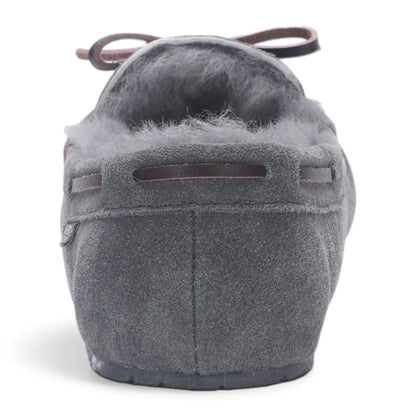 Men’s Grey Genuine Sheepskin Moccasin Winter Slippers - Flint