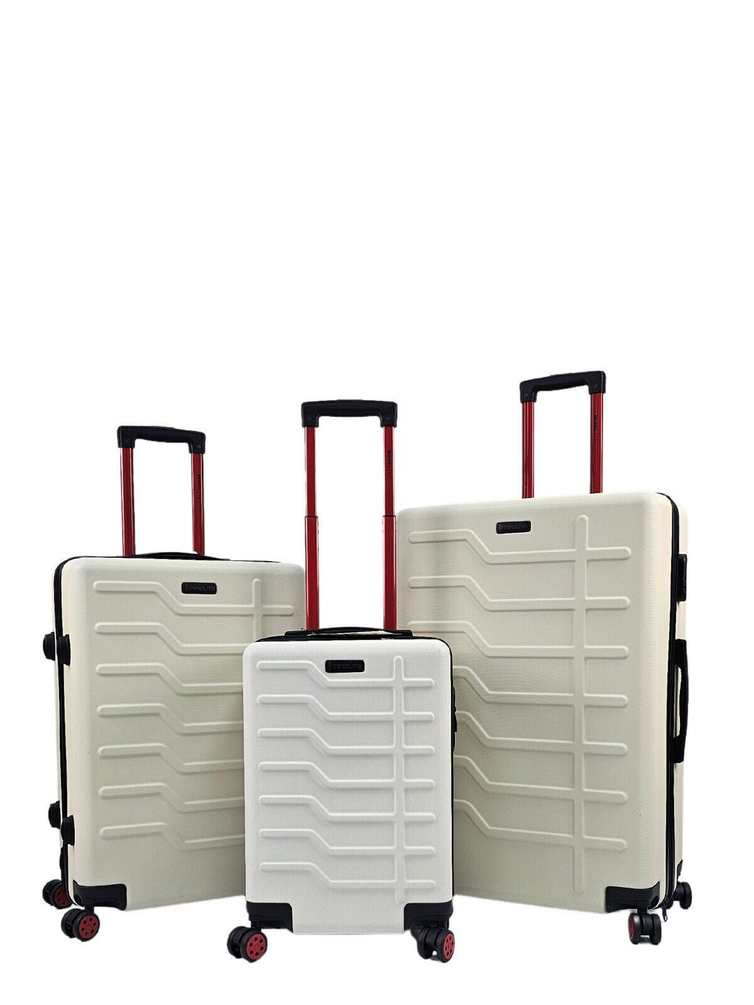 White Hard Shell Classic Suitcase Set 8 Wheel Cabin Luggage Case Holiday Travel