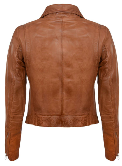 Womens Smart Leather Biker Jacket-Matlock
