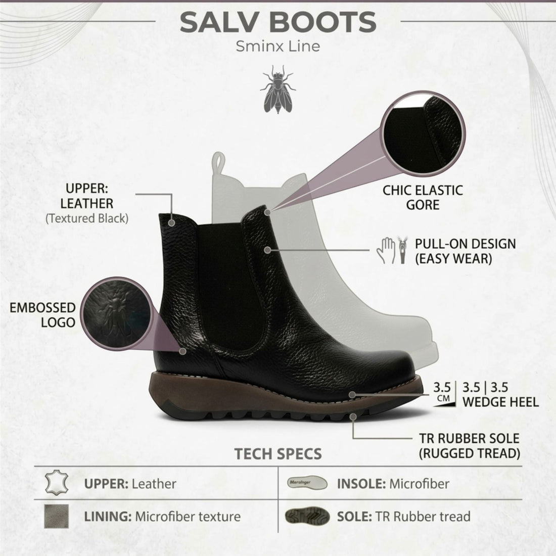 Fly London Womens Black Chelsea Leather Ankle Boots - SALV195