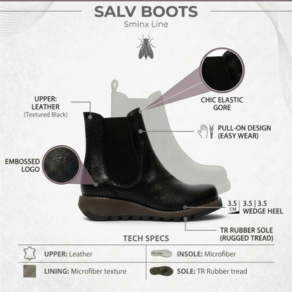 Fly London Womens Black Chelsea Leather Ankle Boots - SALV195