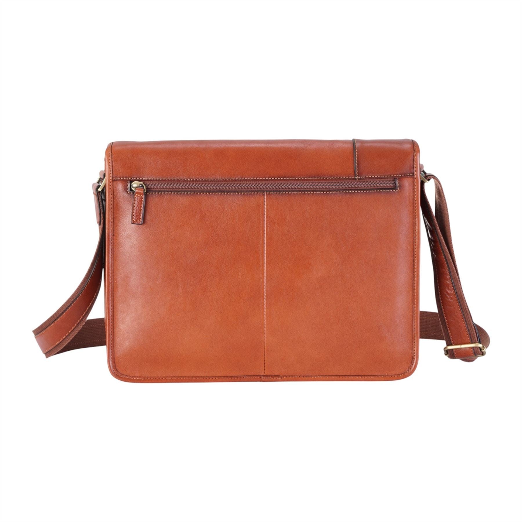 Genuine Leather Tan Laptop Satchel Messenger Shoulder Bag - Astor