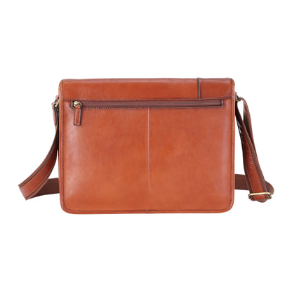 Genuine Leather Tan Laptop Satchel Messenger Shoulder Bag - Astor