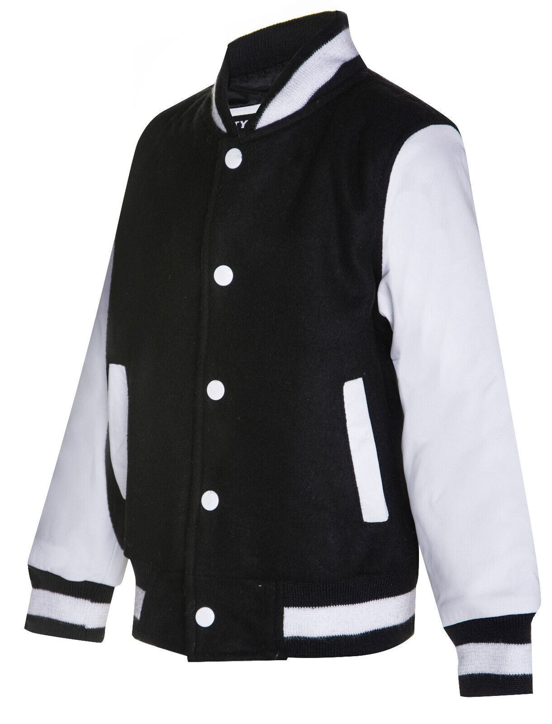 Kids Varsity Bomber Jacket with Real Leather Sleeves 3-13 yrs