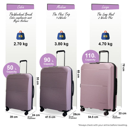 Abiko Set of 3 Hard Shell Suitcase in Pink