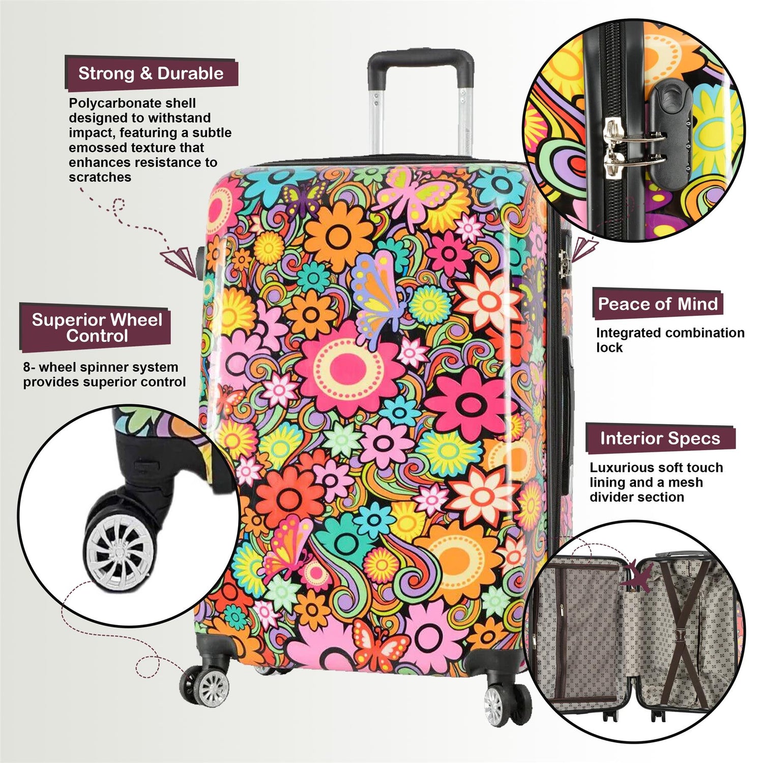 Chelsea Cabin Hard Shell Suitcase in Flower