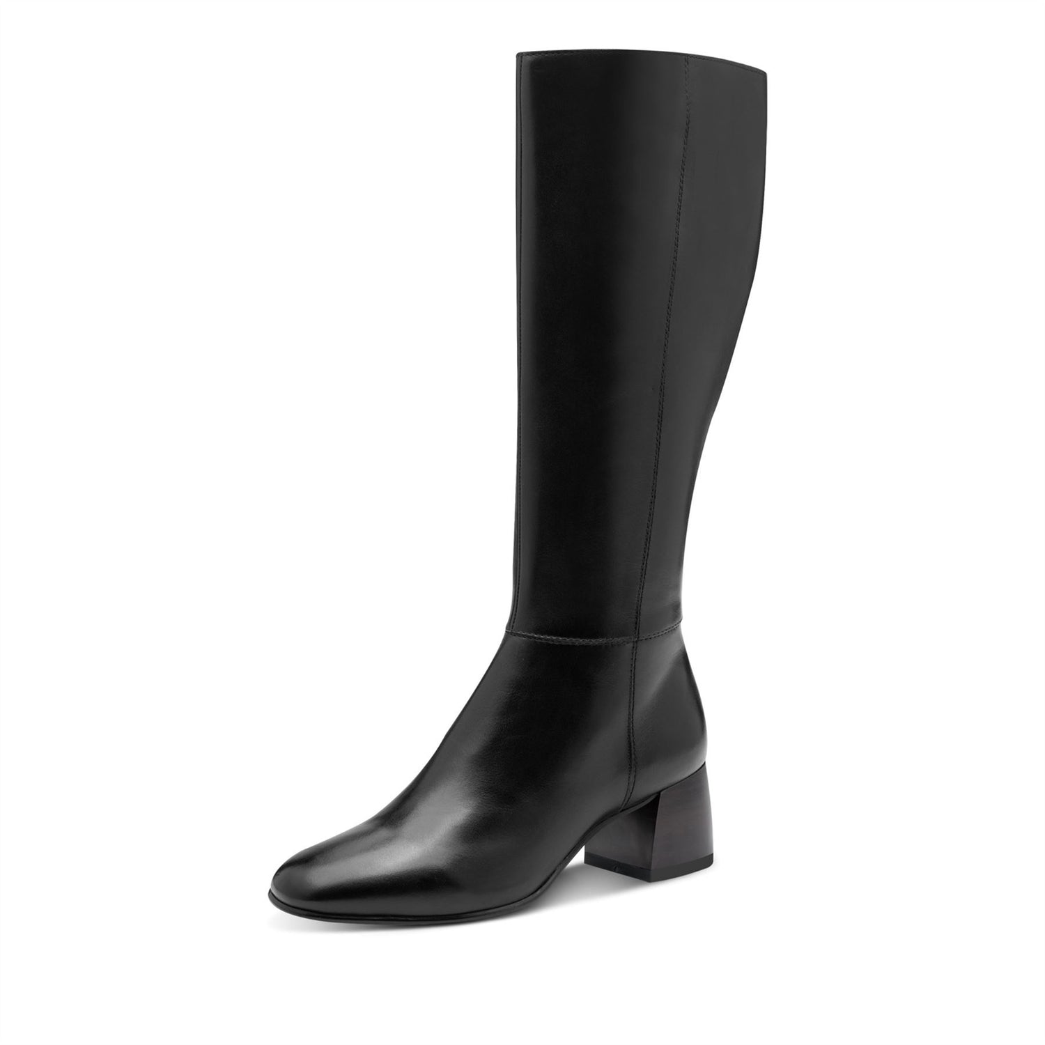 Tamaris Womens Black Leather Knee High Heel Riding Boots