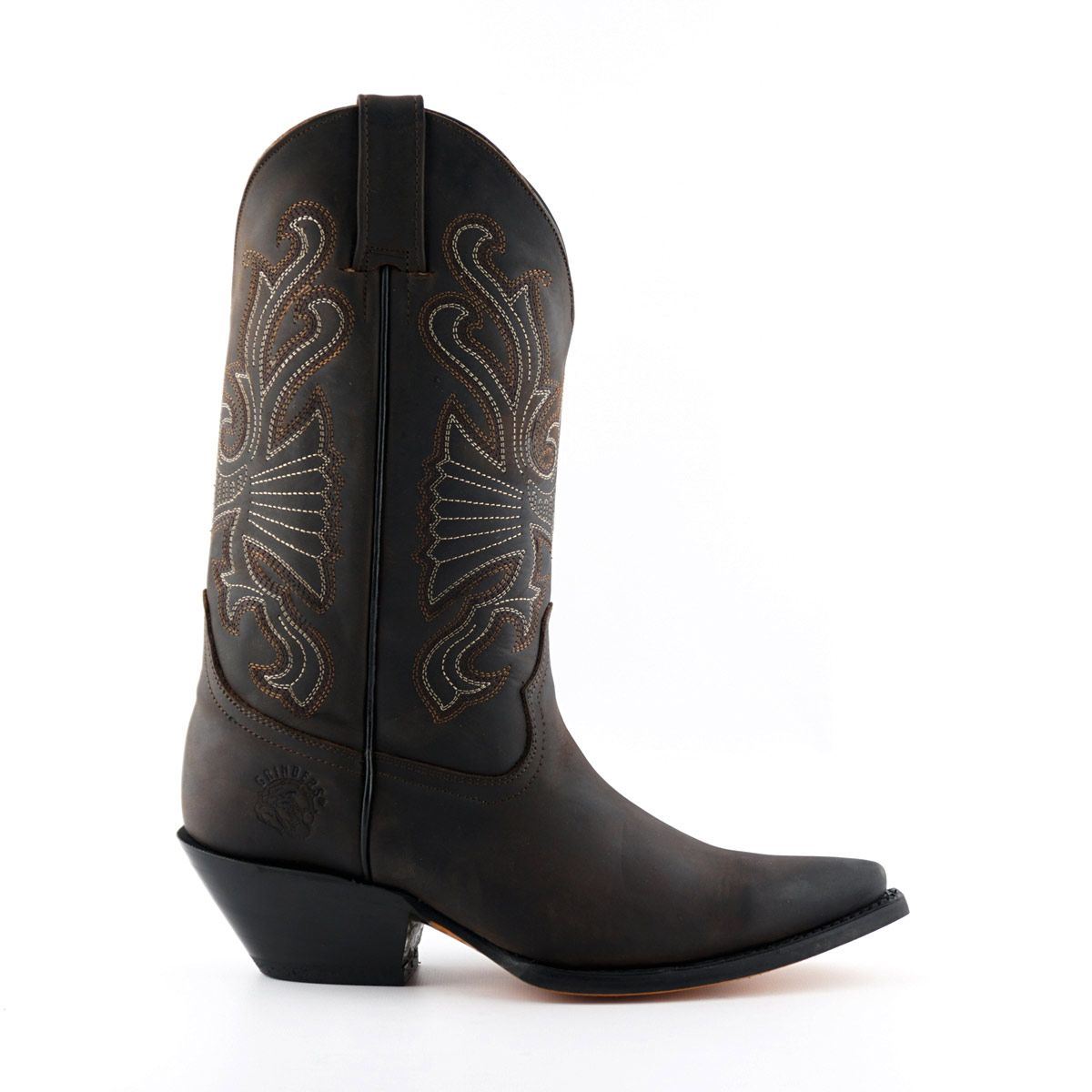 Grinders Brown Leather Western Cowboy Boots-Buffalo