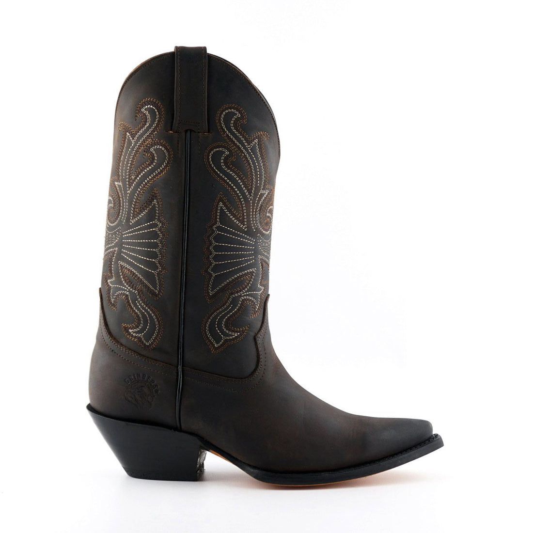 Grinders Brown Leather Western Cowboy Boots-Buffalo - Upperclass Fashions 