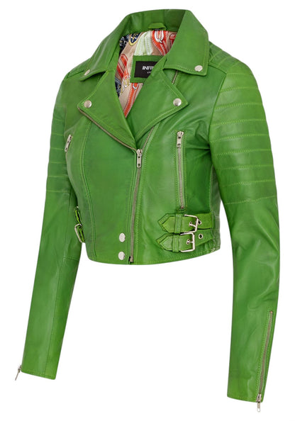 Womens Brando Cropped Leather Jacket-Longtown