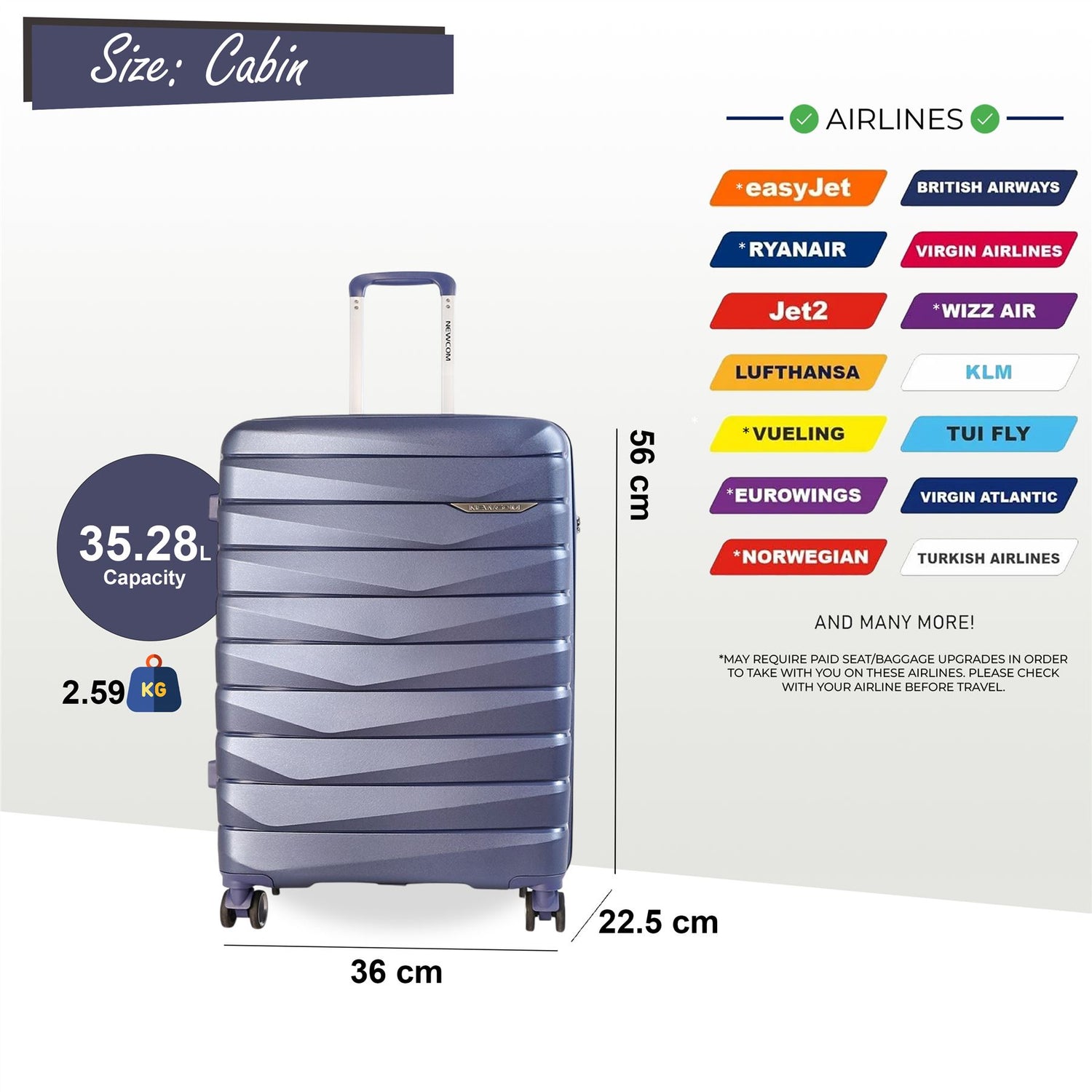 Forster Cabin Hard Shell TSA Suitcase in Blue