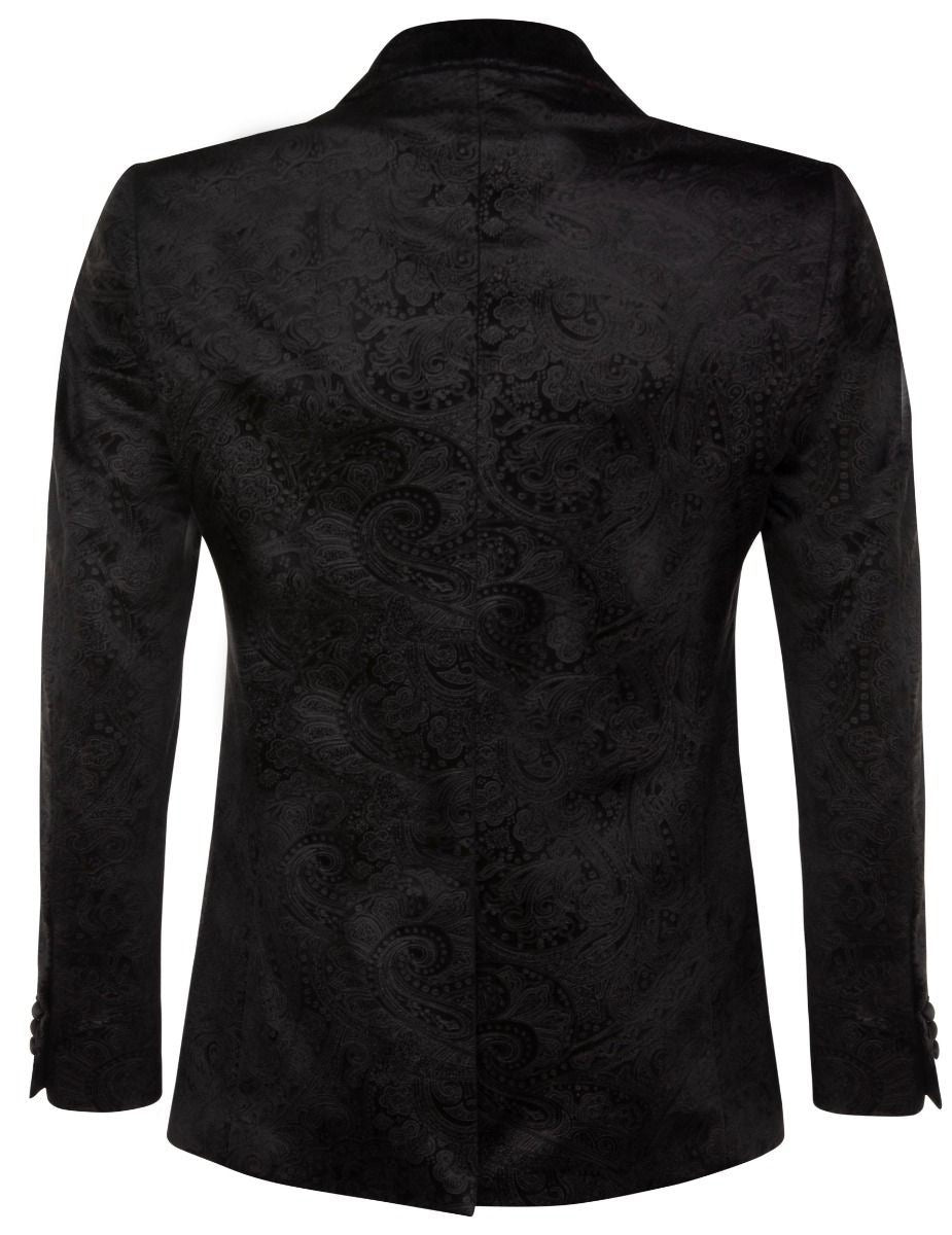 Mens Black Velvet Paisley Blazer Dinner Jacket - Upperclass Fashions 