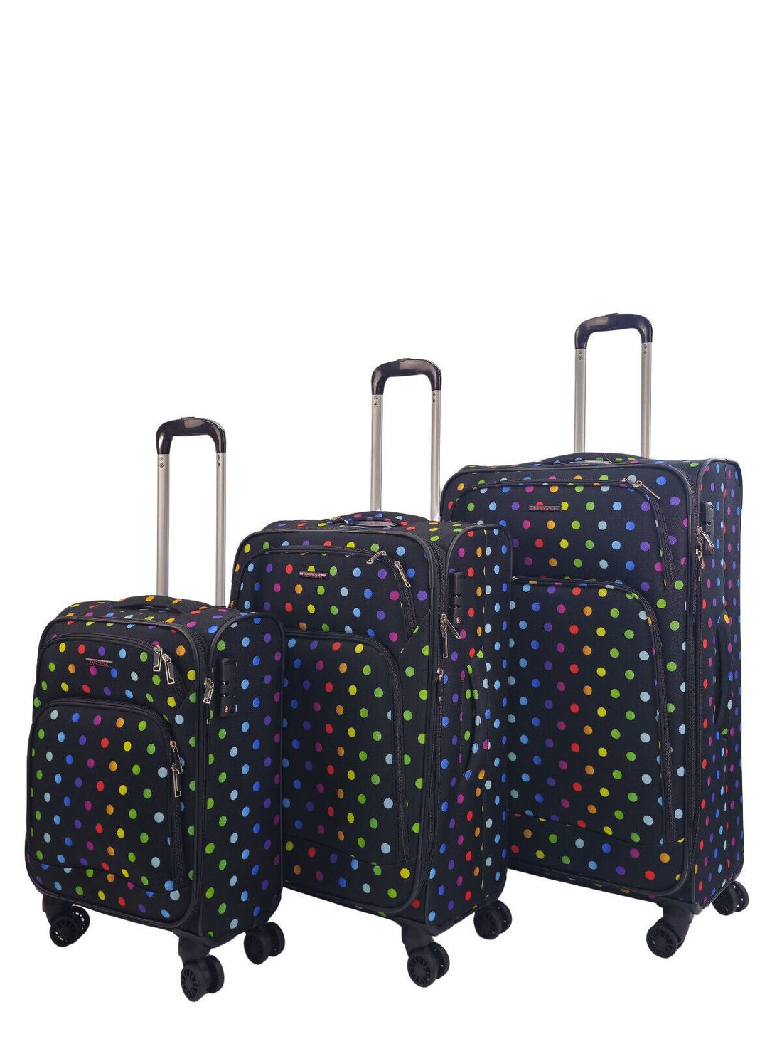 Ashville Set of 3 Soft Shell Suitcase in Dots