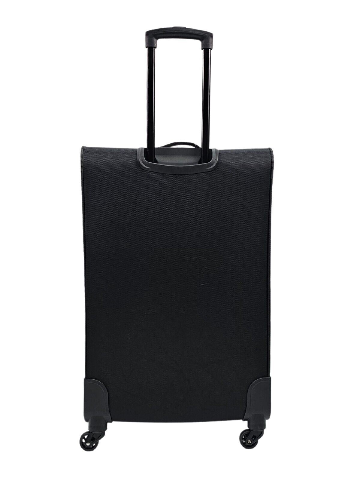 Lightweight Soft Black Suitcases Set 4 Wheel Luggage Travel TSA Cabin - Upperclass Fashions 